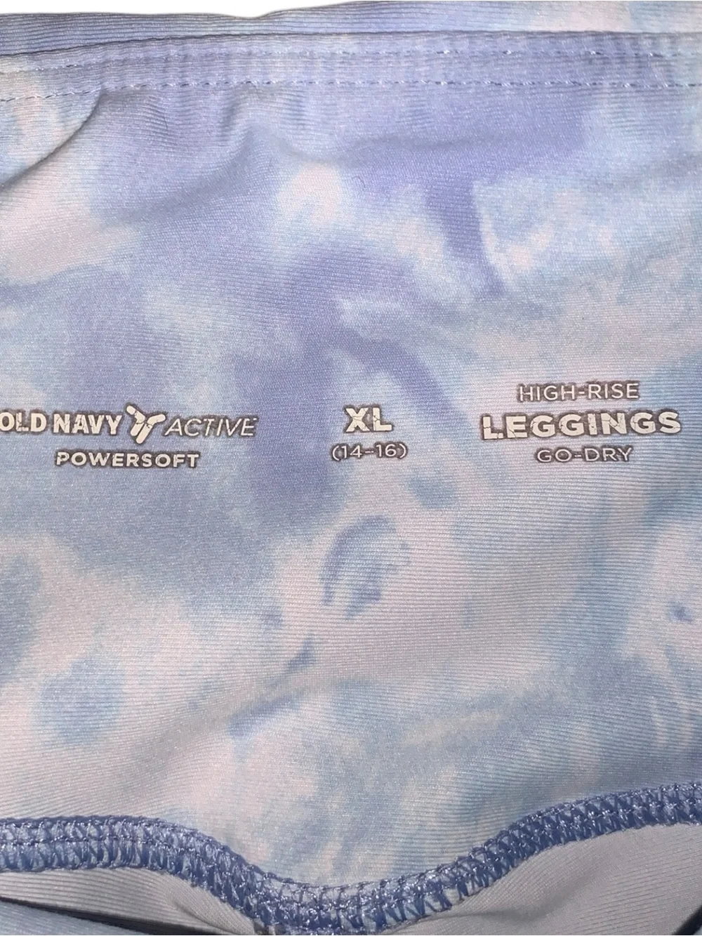 Old Navy Active Powersoft Light Blue Tie-Dye Leggings High Rise Go Dry